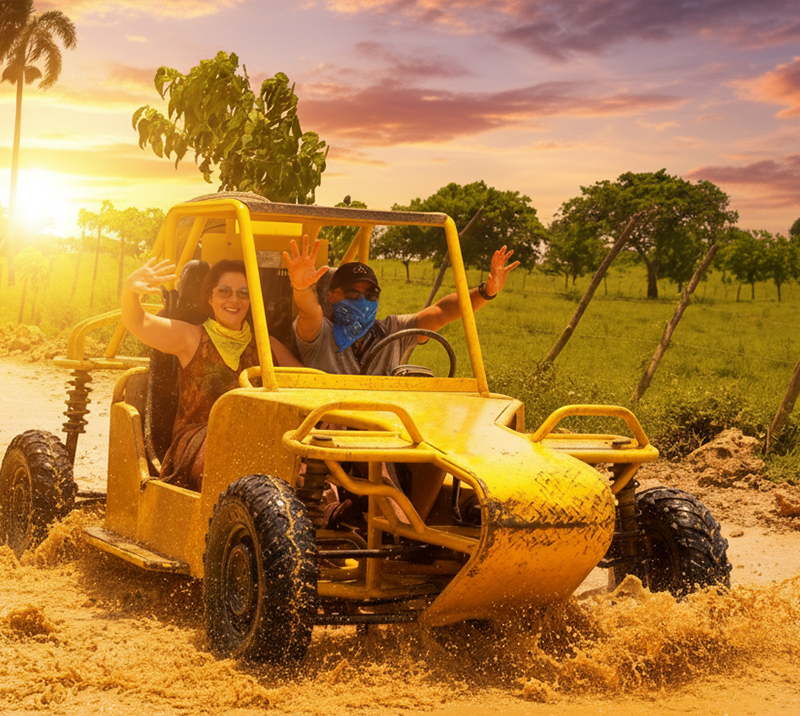 Exciting off-road adventure in Punta Cana with a yellow buggy