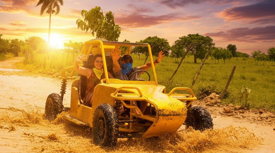 Exciting off-road adventure in Punta Cana with a yellow buggy