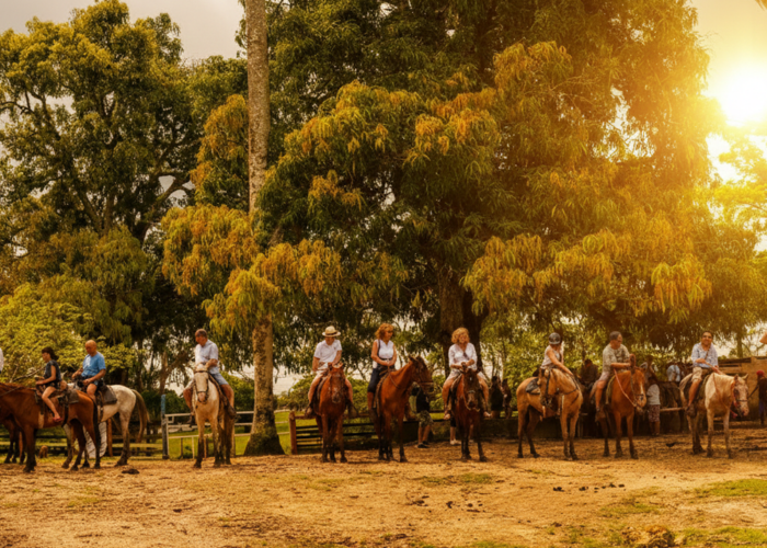 Group of riders on horseback ready for an excursion in Punta Cana